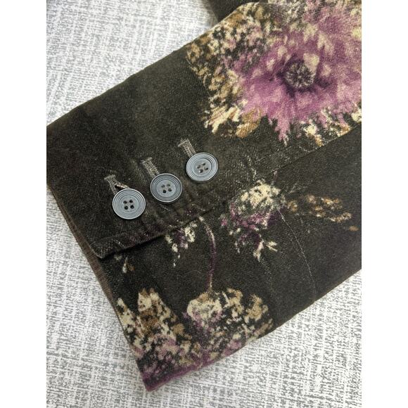 J. Jill Velvet Blazer Jacket S Floral Green Romantic Cottage Core Earthy Boho - Picture 10 of 11